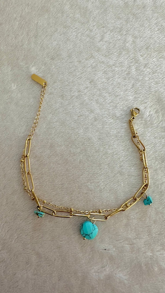 Bracelet perlé double rang AZURA