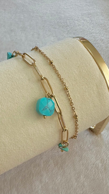 Bracelet perlé double rang AZURA
