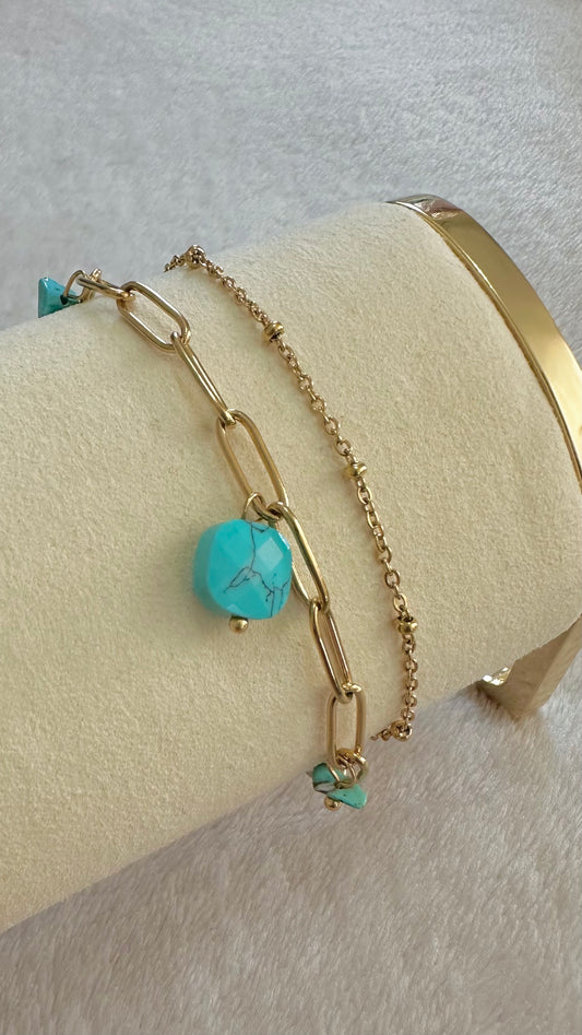 Bracelet perlé double rang AZURA